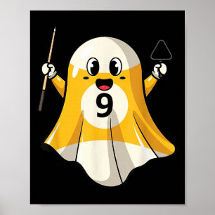 Poster Funny Billiard Citrouille fantôme Boo Halloween Ki