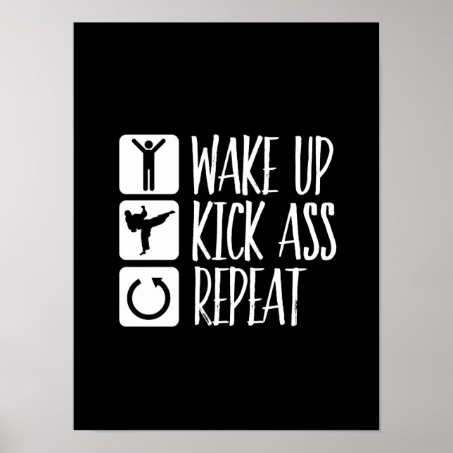 Poster Funny Black Belt Martial Arts Se réveiller Kick Re (Devant)