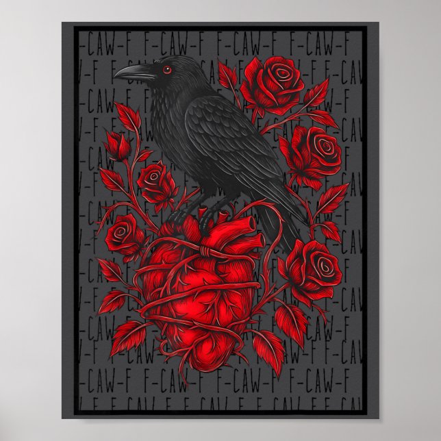 Poster Funny Black Bird F-caw-f Anti Valentines Day Singl (Devant)