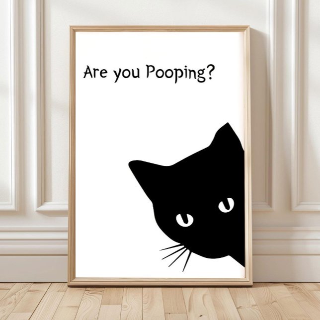 Poster Funny Black Cat Bathroom Print: 'Are You Pooping?' (Créateur téléchargé)