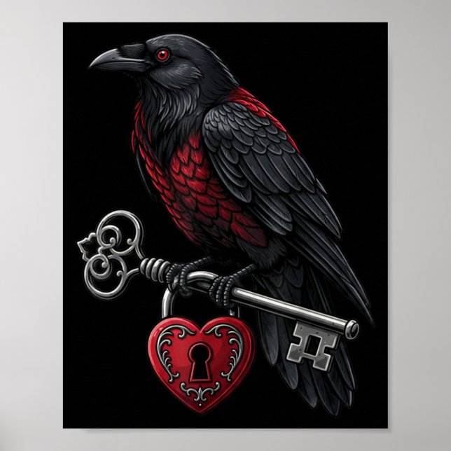 Poster Funny Black Crow Black Bird Funny Crow Valentines  (Devant)