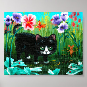 Poster Funny Black Tuxedo Chat Souris Art Créationarts