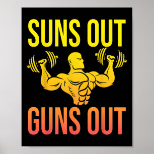 Poster Funny Bodybuilding Fitness Sun's Out Guns Out Bice