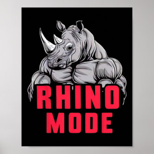 Poster Funny Bodybuilding Rhino Mode d'entraînement Fitne