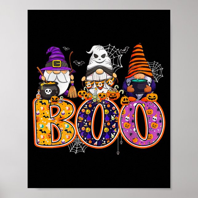 Poster Funny Boo Witch Sipders Pumpkins Happy Halloween G (Devant)