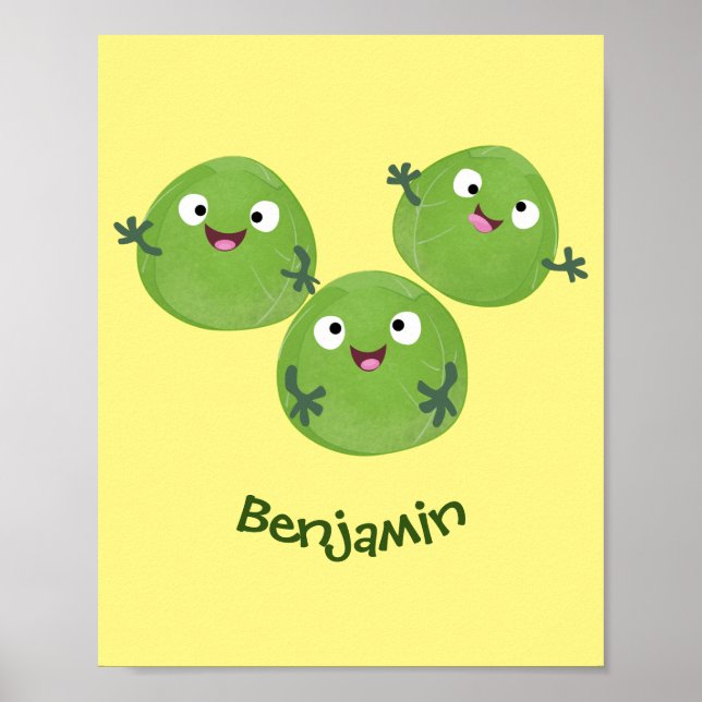 Poster Funny Brussels sprouts légumes caricature (Devant)