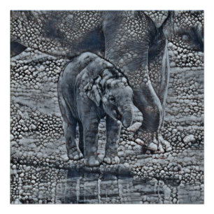 Poster funny bubble elephant baby