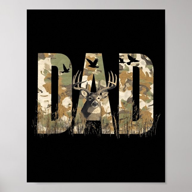 Poster Funny Camo Dad Hunting Camouflage Deer Father's Da (Devant)