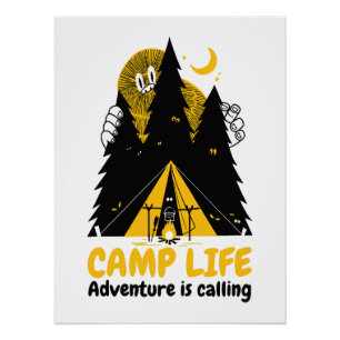 Poster Funny Camping Monster - Camp Life Adventure