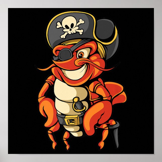 Poster Funny Capitaine Homard Pirate Jolly roger Crustace (Devant)