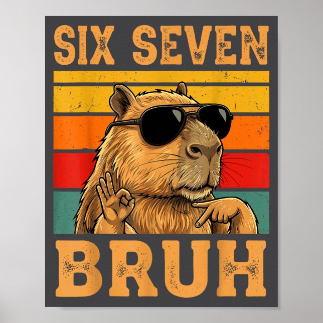 Poster Funny Capybara 67 Meme Six Seven Bruh Boys Teens K (Devant)