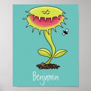 Poster Funny carnivorous Venus fly trap plant cartoon