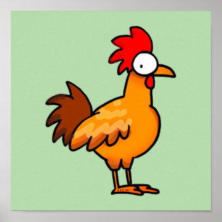 Poster Funny Cartoon Chicken Illustration