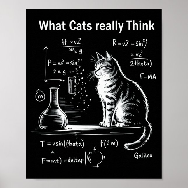 Poster Funny Cat Physics Humor Design What Cats Really Th (Devant)