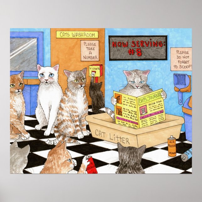 Poster Funny Cat Salle de bain 522 (Devant)
