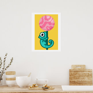 Poster Funny Chameleon - Cuite salle de jeu animale
