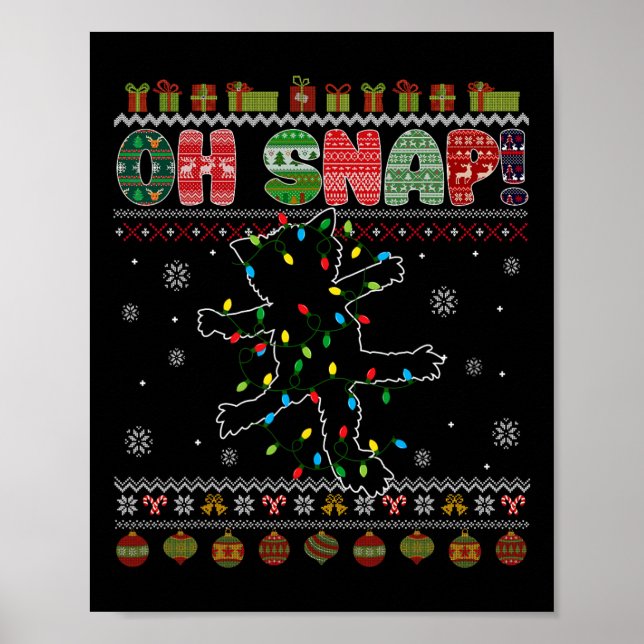 Poster Funny Chat Oh Snap Gros Chandail de Noël Pyjamas X (Devant)