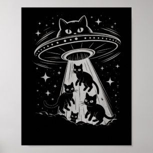 Poster Funny Chat Ufo Alien spatial Galaxy Esthétique