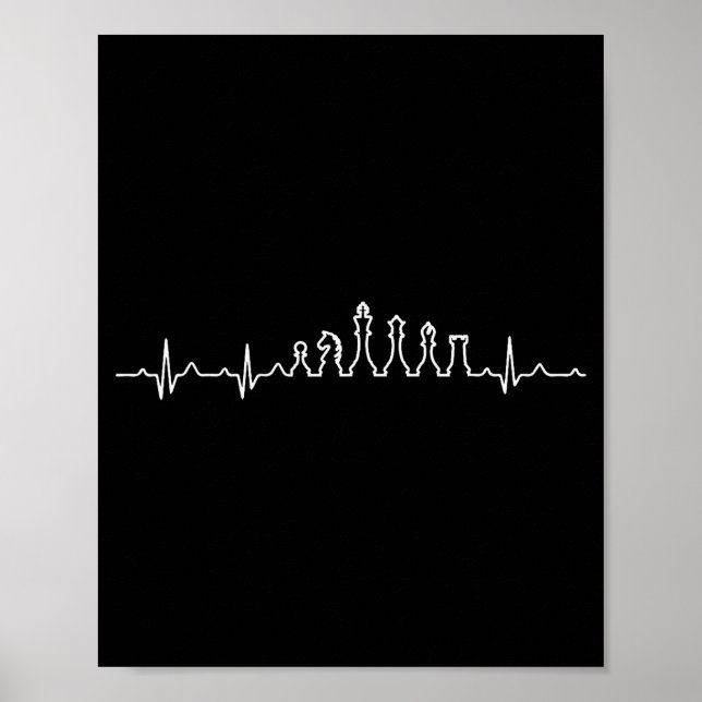 Poster Funny Chess Heartbeat Checkers Board Game Tourname (Devant)