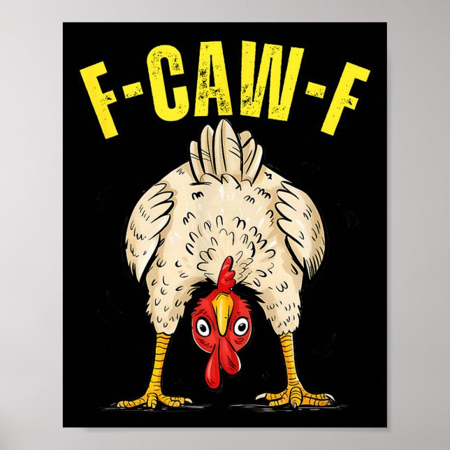 Poster Funny Chicken Butt F-caw-f Rooster Country Farm He (Devant)