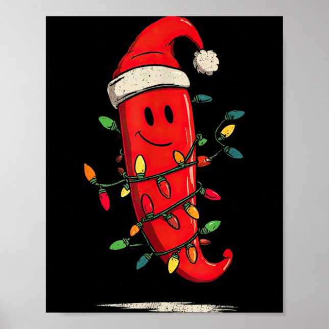 Poster Funny Chili Pepper Christmas Graphics Lights Lover (Devant)