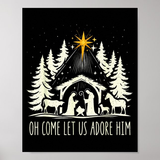 Poster Funny Christian Christmas Jesus Oh Come Let Us Ado (Devant)