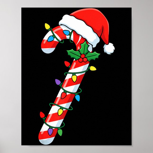 Poster Funny Christmas Candy Canes Santa Xmas Kids Men Wo (Devant)
