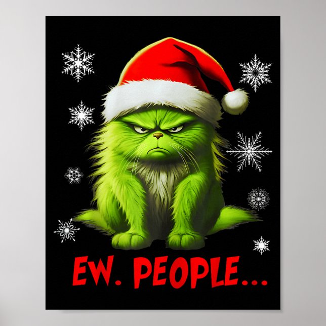 Poster Funny Christmas Cat Ew People Meowy Cat Lovers Men (Devant)