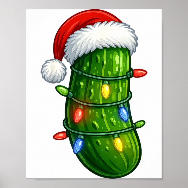 Poster Funny Christmas Ckle Santa Hat Holiday Lights Gift (Devant)