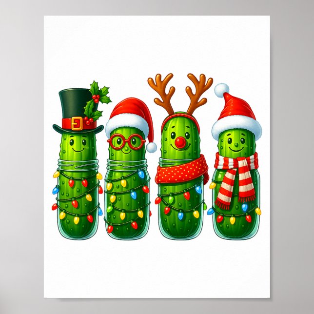 Poster Funny Christmas Ckles With Santa Hats And Lights  (Devant)