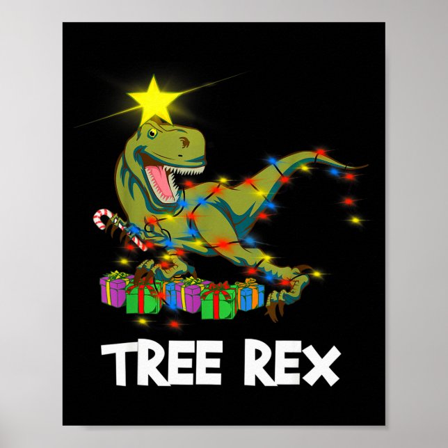 Poster Funny Christmas Dinosaur Tree Rex Men Women Kids G (Devant)
