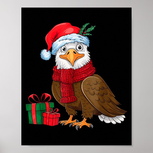 Poster Funny Christmas Eagle Patriotic Bald Eagle With Sa (Devant)