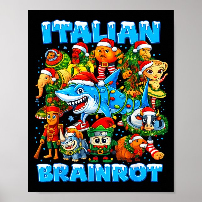 Poster Funny Christmas Italian Brain Rot Italian Brainrot (Devant)