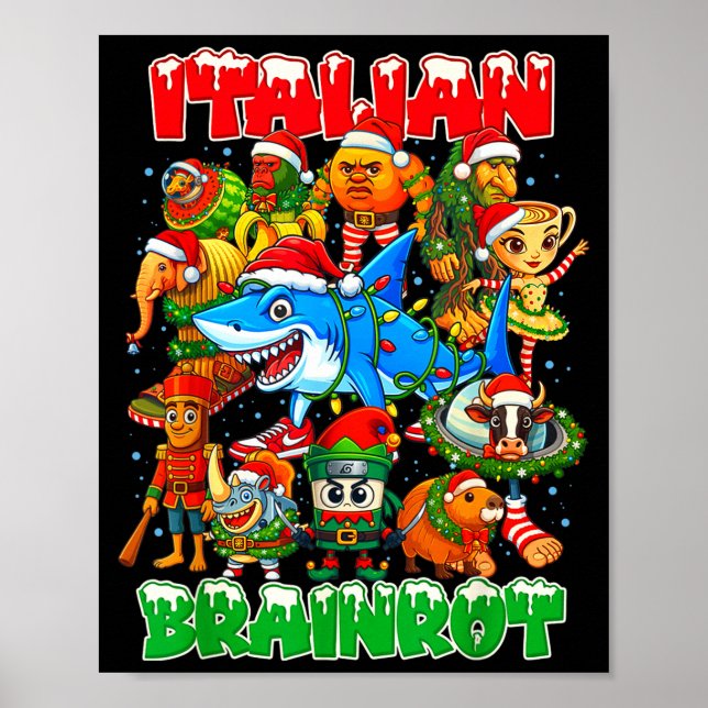 Poster Funny Christmas Italian Brain Rot Italian Brainrot (Devant)