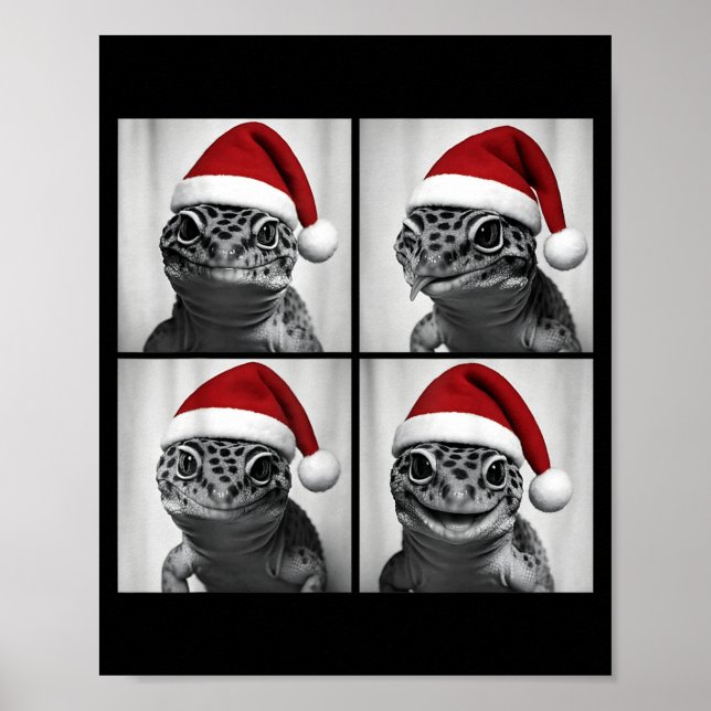 Poster Funny Christmas Leopard Gecko Santa Photo Booth  (Devant)