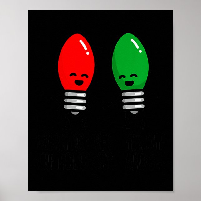 Poster Funny Christmas Lights Pun Working Over Holidays_  (Devant)
