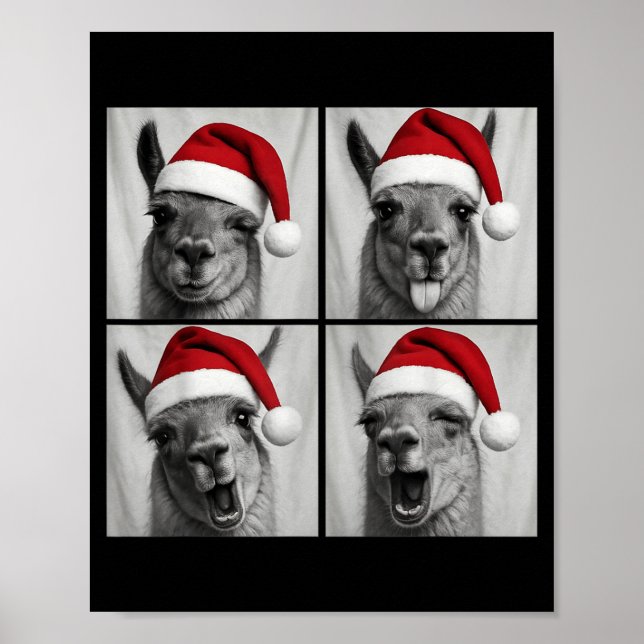 Poster Funny Christmas Llama Santa Photo Booth  (Devant)