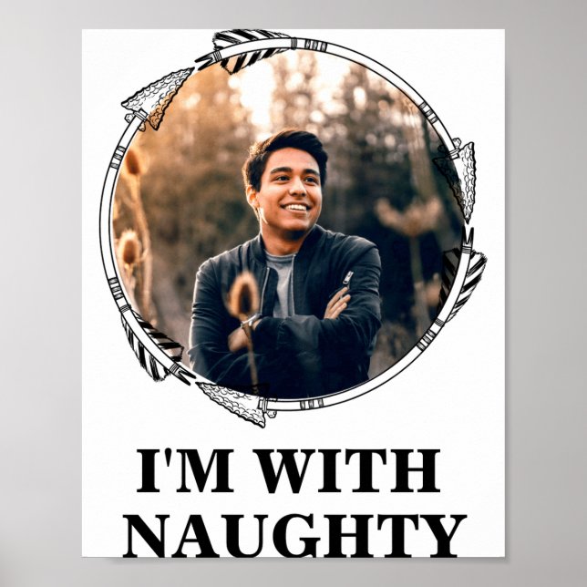 Poster Funny Christmas Matching Couple Naughty Nice Photo (Devant)