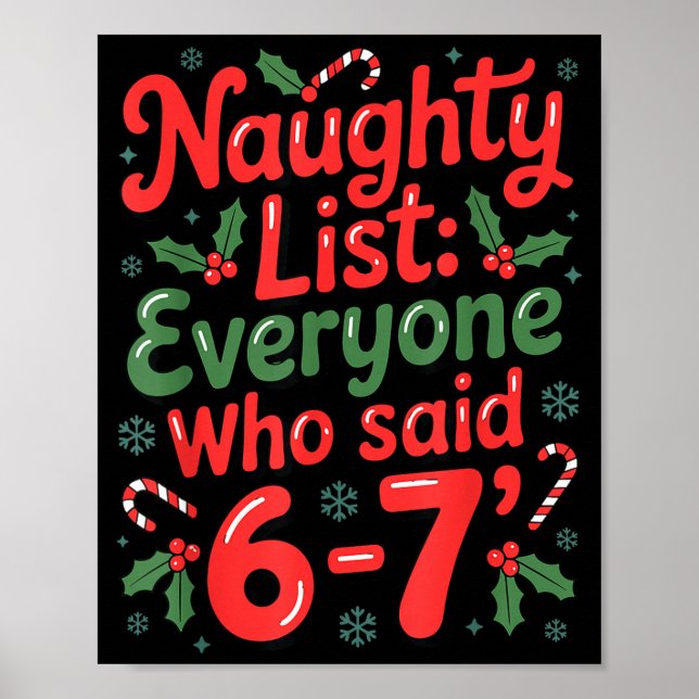 Poster Funny Christmas Meme 6-7 Naughty List Humor Outfit (Devant)