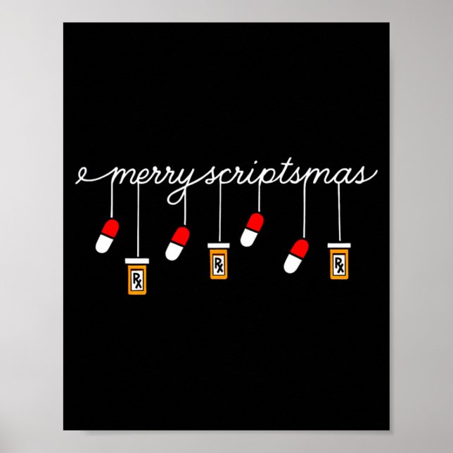 Poster Funny Christmas Pharmacy Phrase Merry Scriptsmas C (Devant)