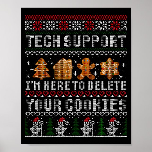 Poster Funny Christmas Tech Suprt Computer  (Devant)