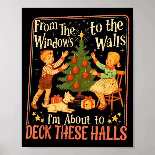 Poster Funny Christmas Tree Kids Xmas From The Windows To (Devant)