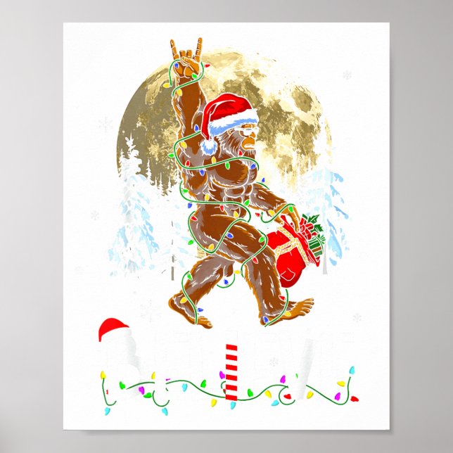 Poster Funny Christmas Xmas Bigfoot Believe Sasquatch In  (Devant)
