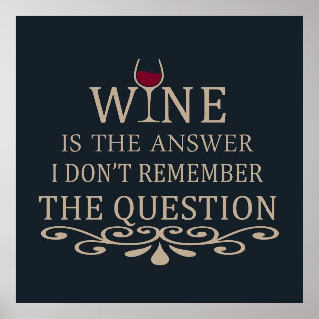 Poster Funny cite le célèbre slogan de buveur de vin (Devant)