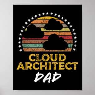 Poster Funny Cloud Architect Papa, Data Center Tech Citat
