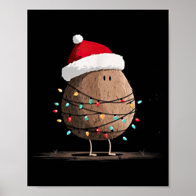 Poster Funny Coconut Christmas Graphics Lights Lover  (Devant)