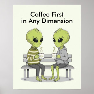 Poster Funny Coffee and Aliens