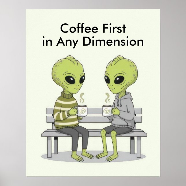 Poster Funny Coffee and Aliens (Devant)