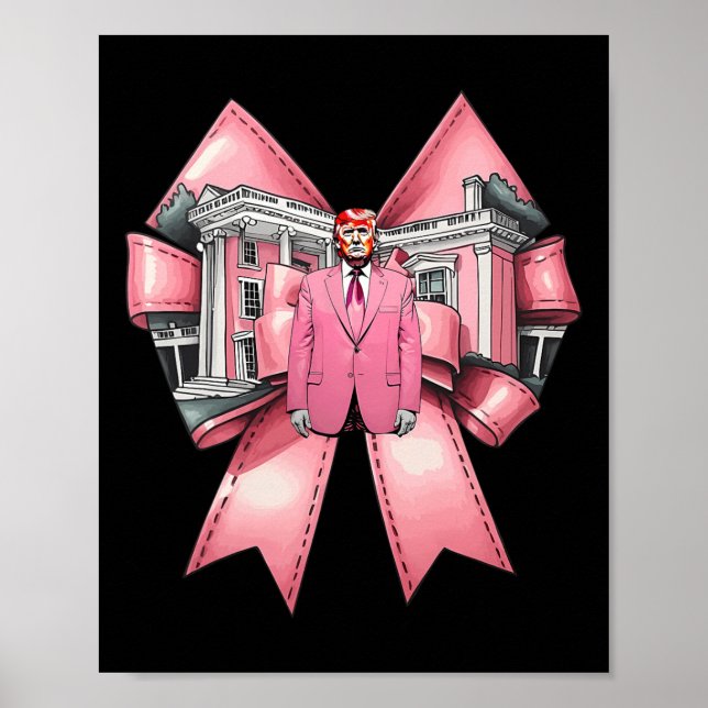 Poster Funny Coquette Bow Trump Pink Heart Valentine  (Devant)