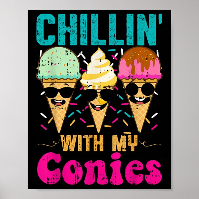 Poster Funny Crème de glace Cones de plage d'été (Devant)